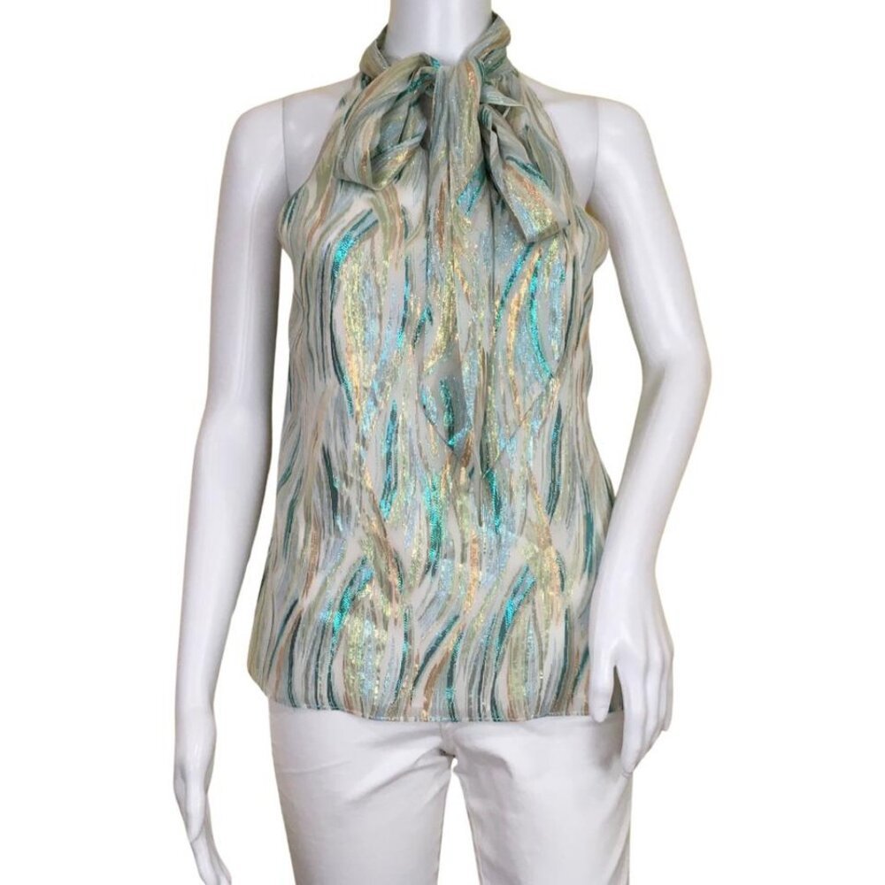 New Ramy Brook Women's Neck Halter Blouse Top Sleeveless Multicolor Sz 4